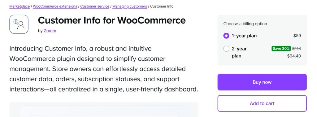 Customer Info for WooCommerce